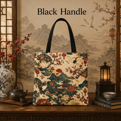 East Asian Vintage Landscape Full Art Tote Bag