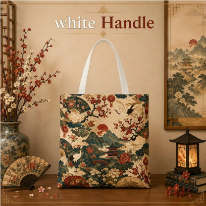 East Asian Vintage Landscape Full Art Tote Bag