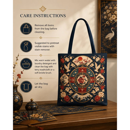 East Asian Vintage Oriental Medallion Full Art Tote Bag