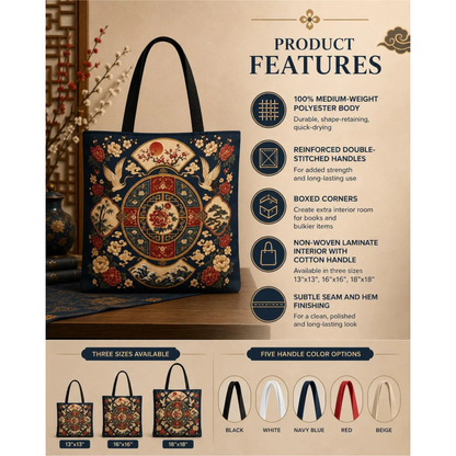 East Asian Vintage Oriental Medallion Full Art Tote Bag