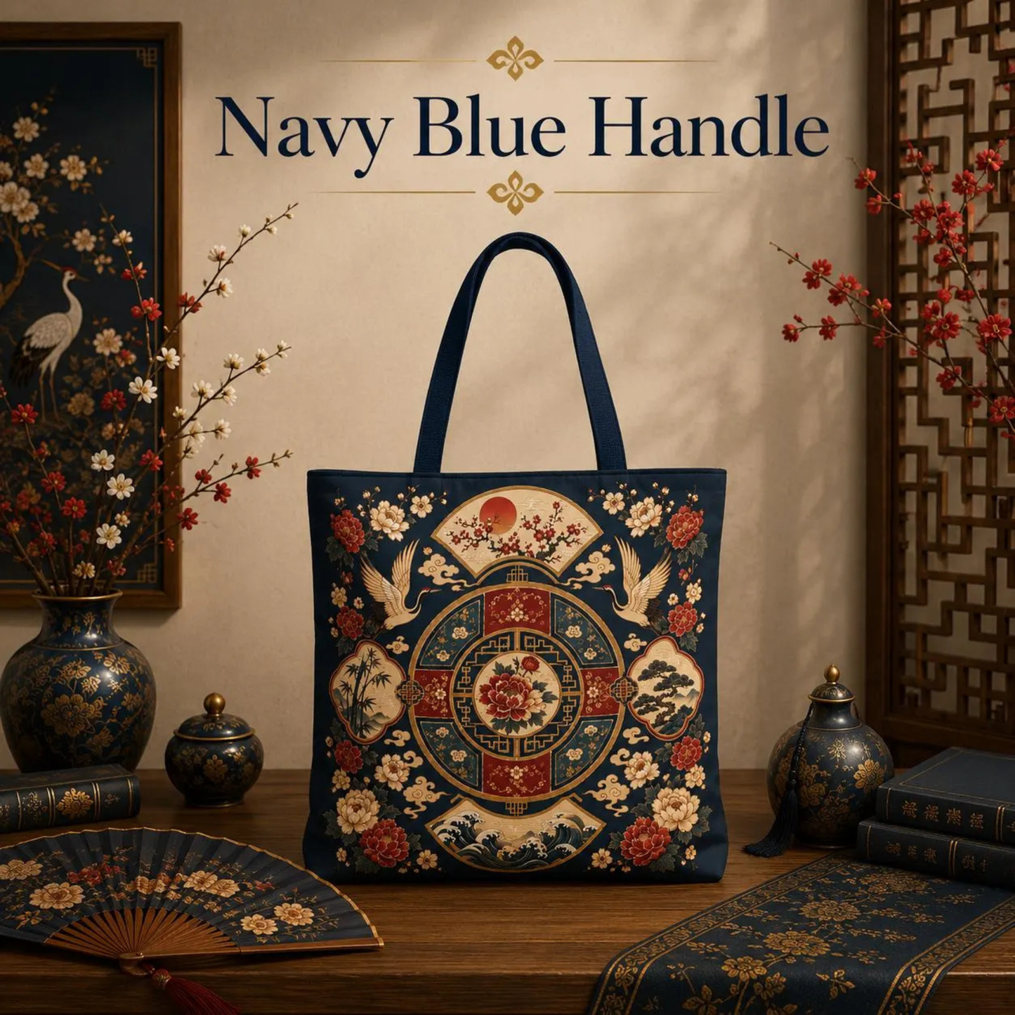 East Asian Vintage Oriental Medallion Full Art Tote Bag