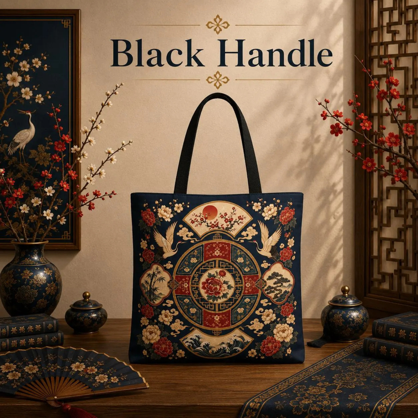 East Asian Vintage Oriental Medallion Full Art Tote Bag