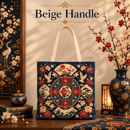 East Asian Vintage Oriental Medallion Full Art Tote Bag