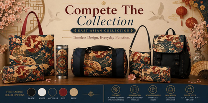 East Asian Floral Crane Full Art Tote Bag
