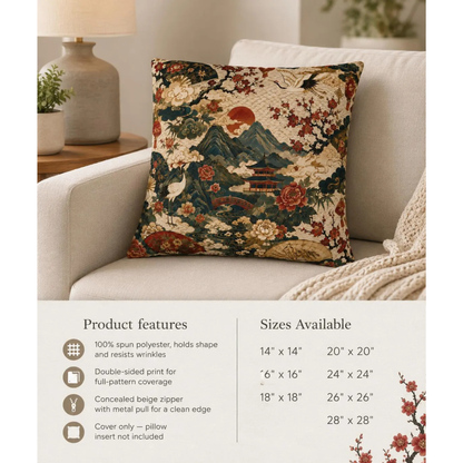 East Asian Vintage Landscape Pillow Case