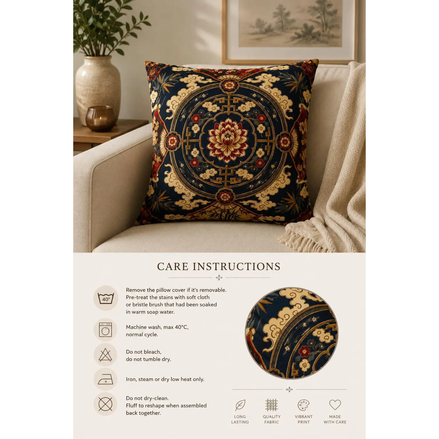 East Asian Mandala Pillow Case