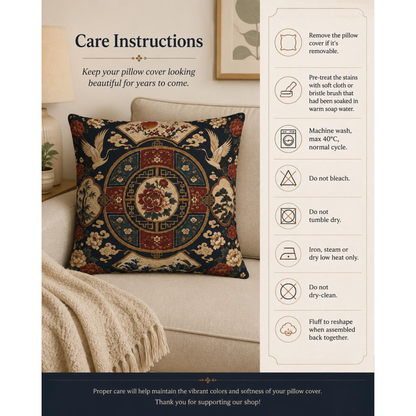 East Asian Oriental Medallion Pillowcase