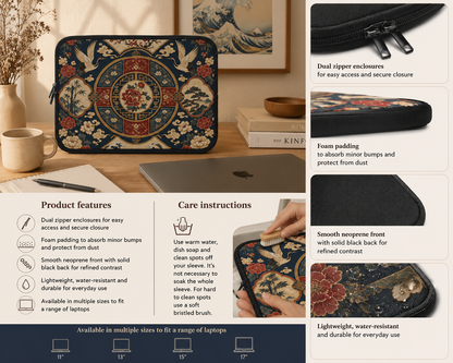 East Asian Oriental Medallion Laptop Sleeve Case