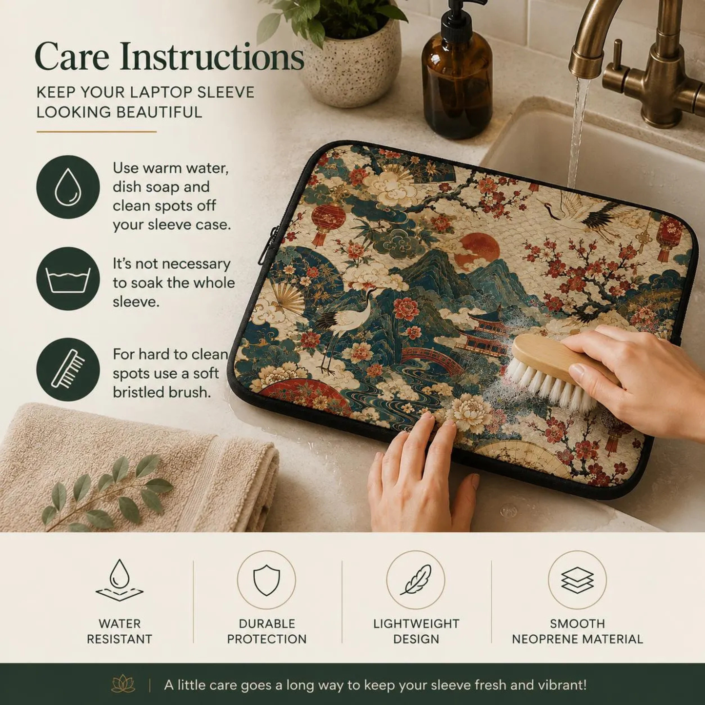 East Asian Vintage Landscape Laptop Sleeve Case