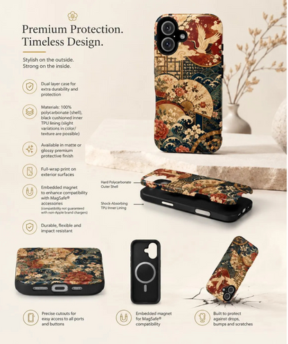 East Asian Floral iPhone Case | Magnetic Impact-Resistant Cases