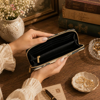 East Asian Vintage Landscape Zipper Wallet