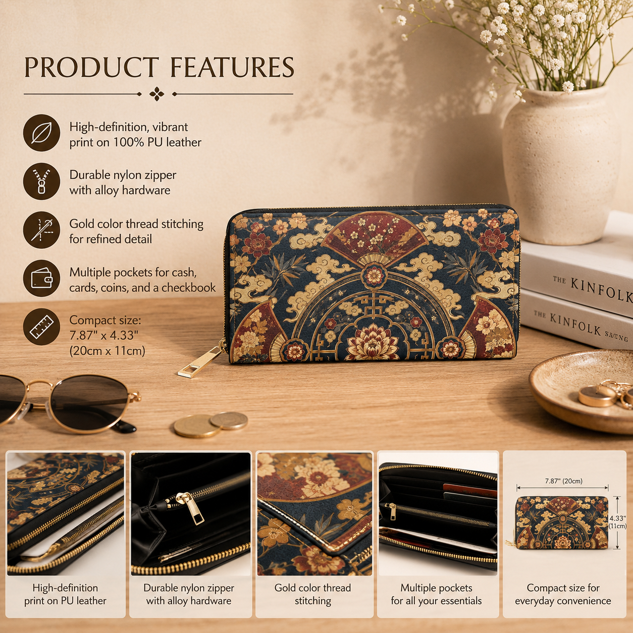 East Asian Mandala Zipper Wallet