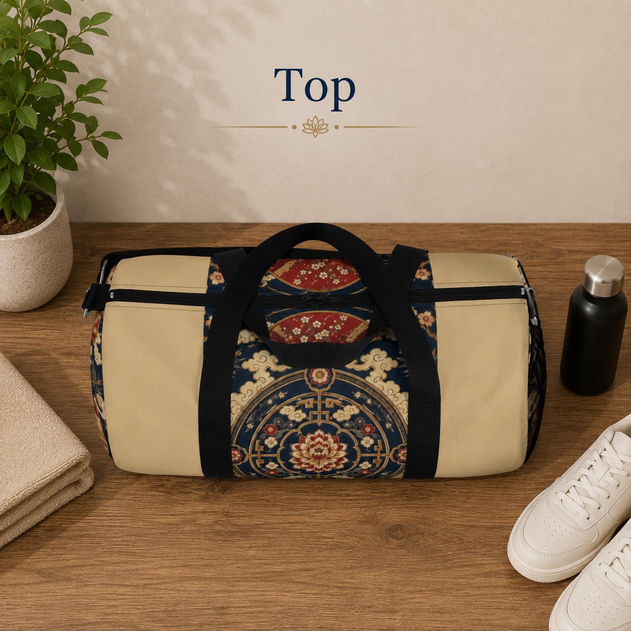 East Asian Mandala Beige Duffel Gym Bag