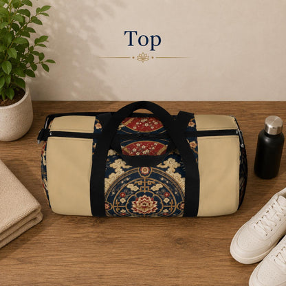 East Asian Mandala Beige Duffel Gym Bag