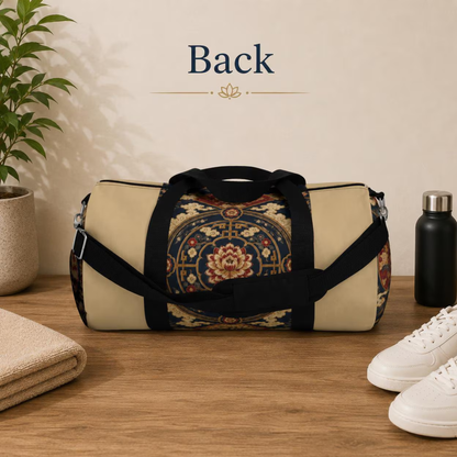 East Asian Mandala Beige Duffel Gym Bag