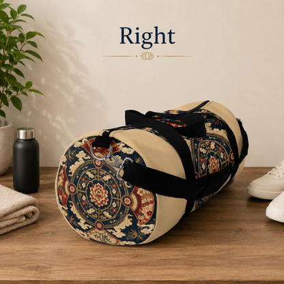 East Asian Mandala Beige Duffel Gym Bag