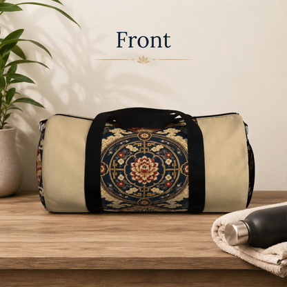 East Asian Mandala Beige Duffel Gym Bag