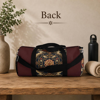 East Asian Mandala Maroon Red Duffel Gym Bag