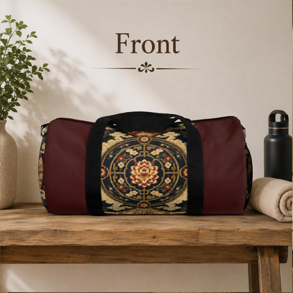 East Asian Mandala Maroon Red Duffel Gym Bag