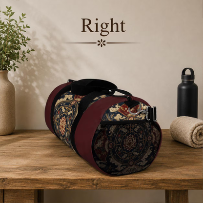 East Asian Mandala Maroon Red Duffel Gym Bag