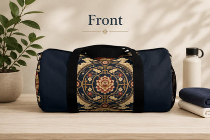 East Asian Mandala Navy Blue Duffel Gym Bag