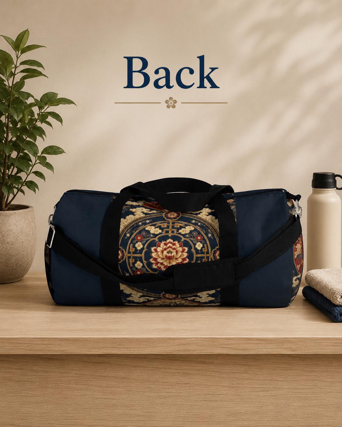East Asian Mandala Navy Blue Duffel Gym Bag