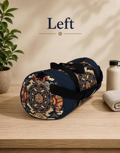 East Asian Mandala Navy Blue Duffel Gym Bag