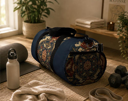 East Asian Mandala Navy Blue Duffel Gym Bag