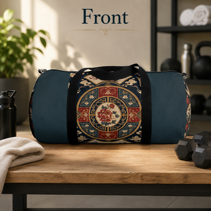 East Asian Oriental Medallion Myrtle Green Duffel Gym Bag
