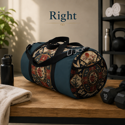 East Asian Oriental Medallion Myrtle Green Duffel Gym Bag