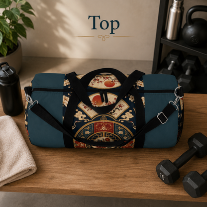 East Asian Oriental Medallion Myrtle Green Duffel Gym Bag