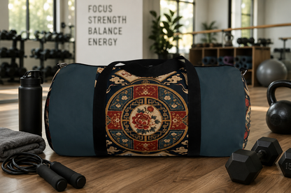 East Asian Oriental Medallion Myrtle Green Duffel Gym Bag