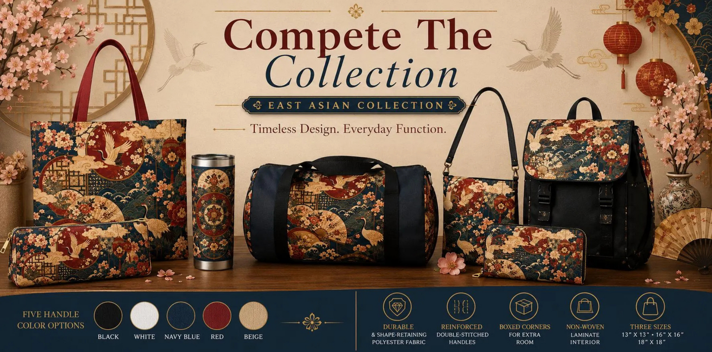 East Asian Oriental Medallion Myrtle Green Duffel Gym Bag