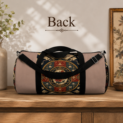 East Asian Oriental Medallion Baby Pink Duffel Gym Bag