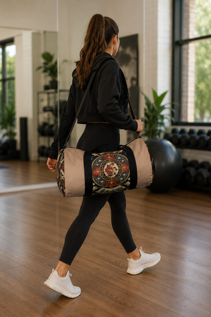 East Asian Oriental Medallion Baby Pink Duffel Gym Bag
