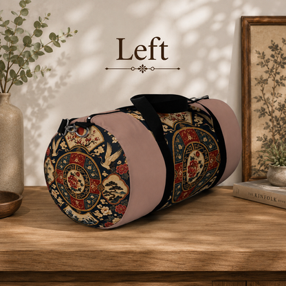 East Asian Oriental Medallion Baby Pink Duffel Gym Bag