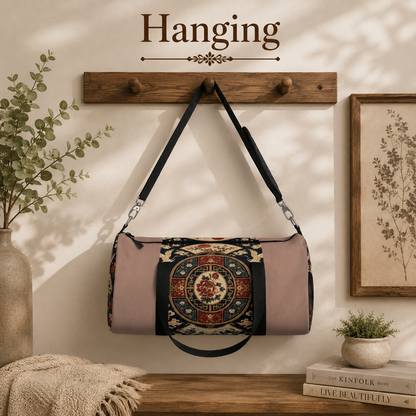 East Asian Oriental Medallion Baby Pink Duffel Gym Bag