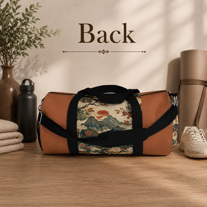 East Asian Vintage Landscape Papaya Orange Duffel Gym Bag