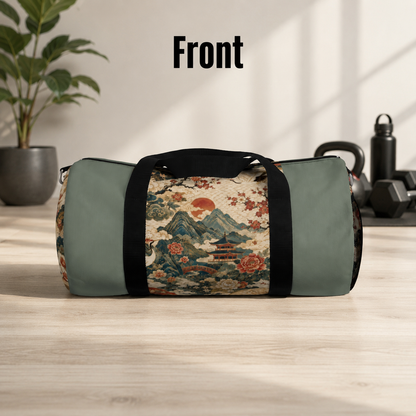 East Asian Vintage Landscape Pastel Green Duffel Gym Bag