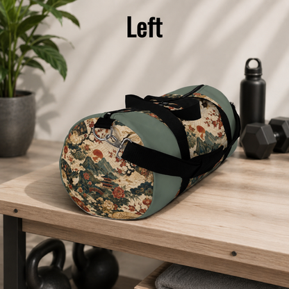 East Asian Vintage Landscape Pastel Green Duffel Gym Bag