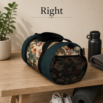 East Asian Vintage Landscape Navy Blue Duffel Gym Bag