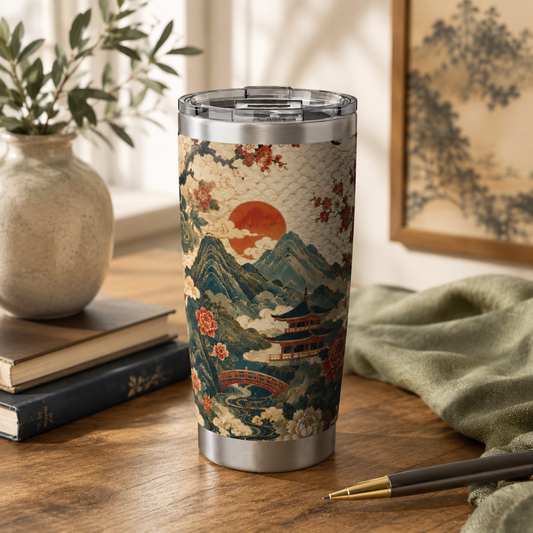 East Asian Vintage Landscape Tumblr l 20oz Stainless Steel Water Bottle