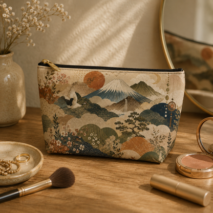Vintage Japanese Painting Make Up Accessory Bag