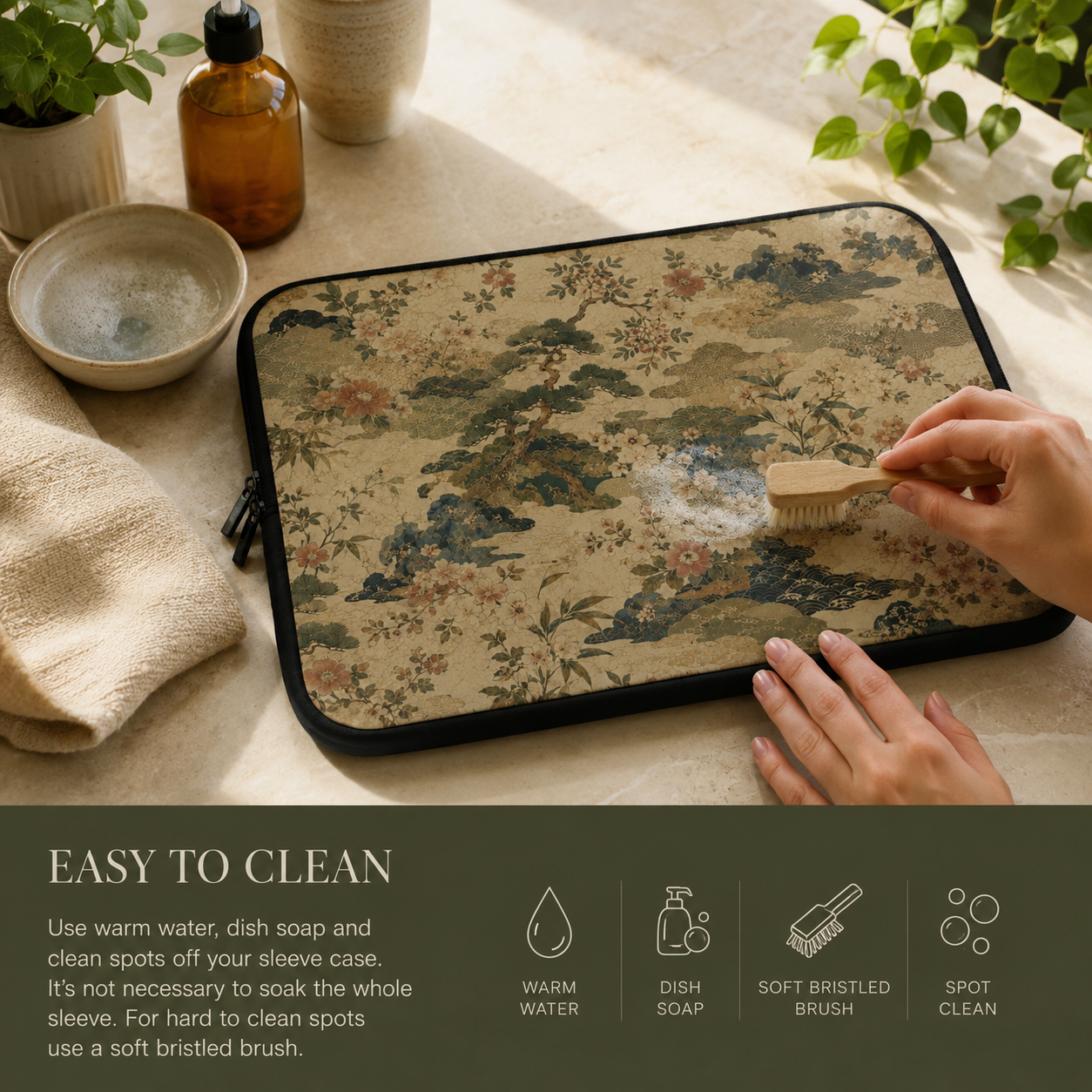 Vintage Japanese Floral Laptop Sleeve Case