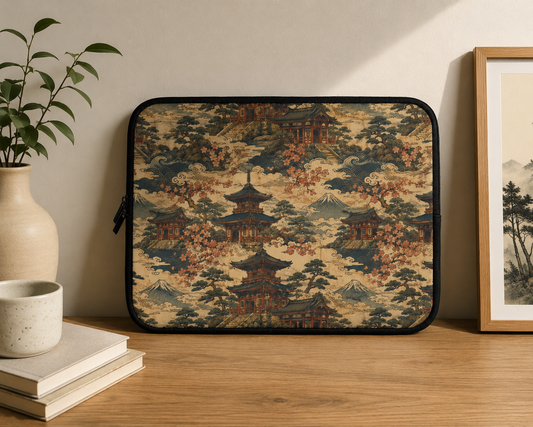 Vintage Japanese Temple Laptop Sleeve Case