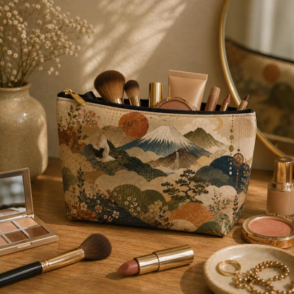Vintage Japanese Painting Make Up Accessory Bag