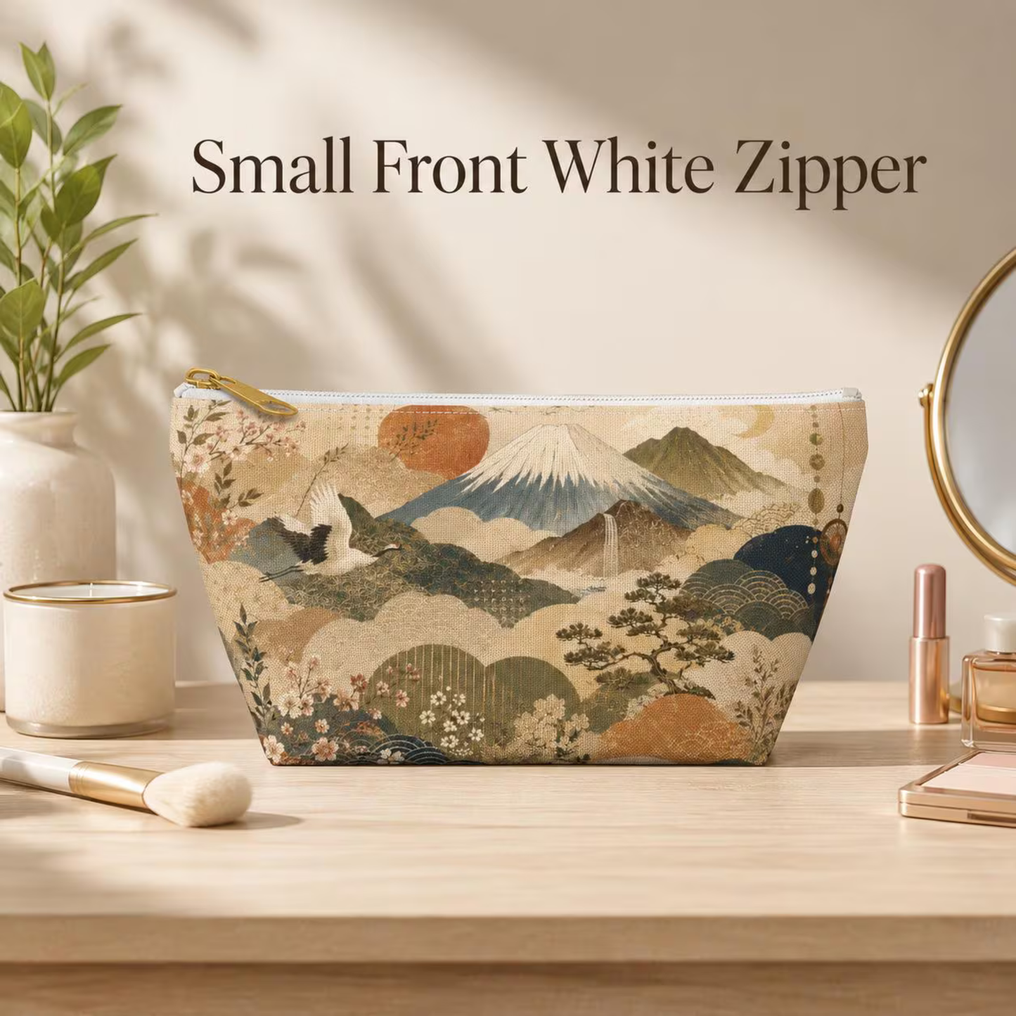 Vintage Japanese Painting Make Up Accessory Bag