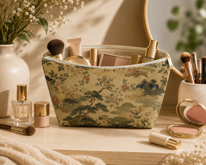 Vintage Japanese Floral Make Up Accessory Bag