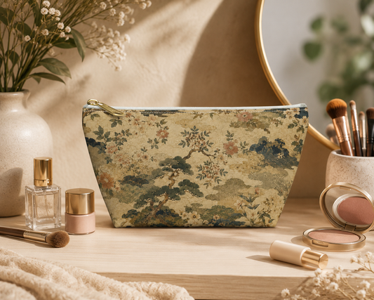 Vintage Japanese Floral Make Up Accessory Bag