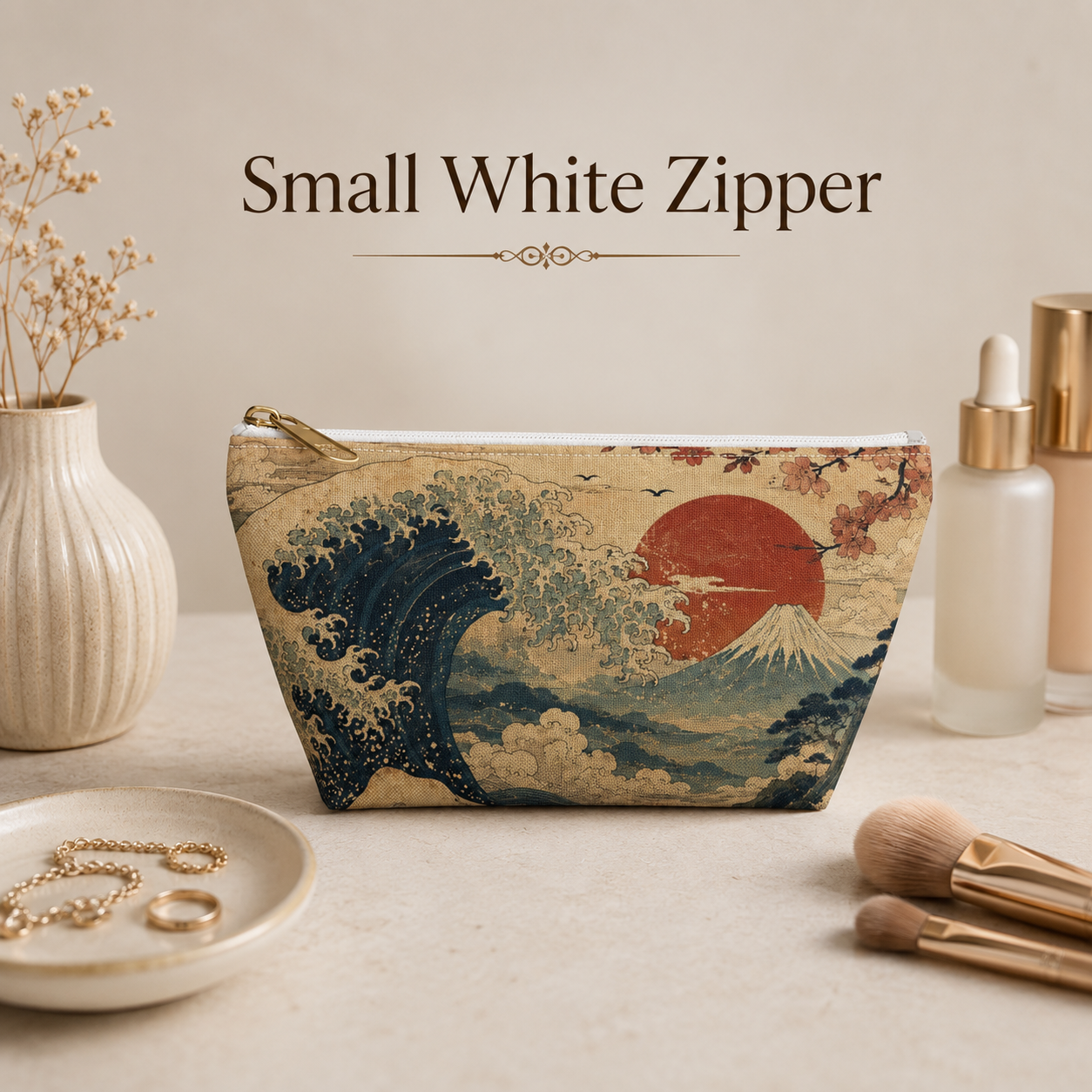 Vintage Japanese Wave Make Up Accessory Bag